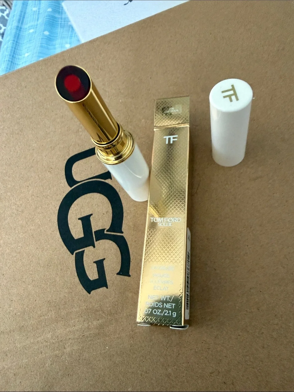 Tom Ford White & Gold Lipstick with Deep Red Bullet